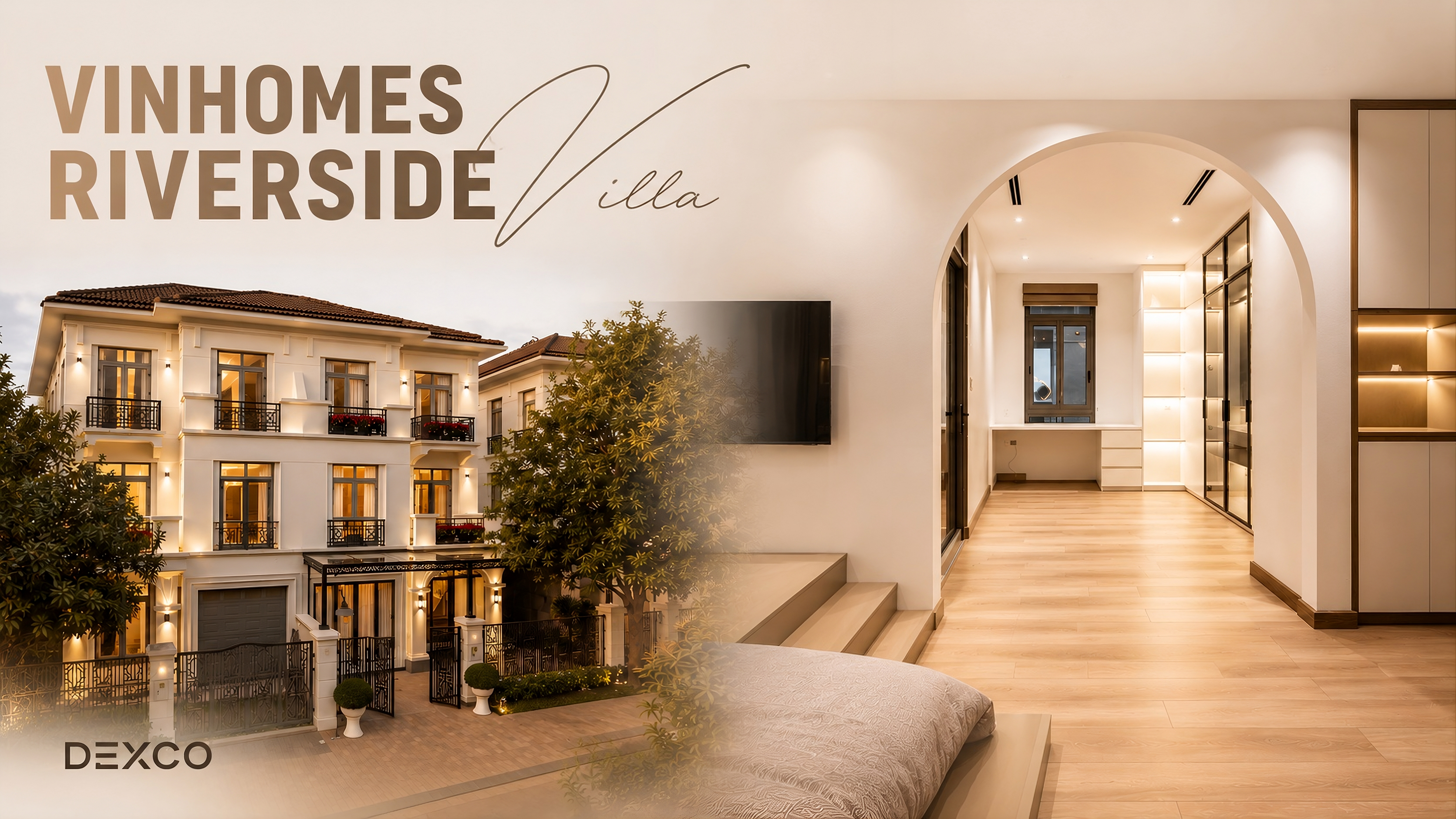 Vinhomes Riverside Villa, ngoại thất và nội thất hoàn thiện bởi Dexco